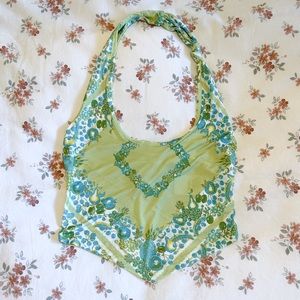 Urban Outfitters Green Cropped Halter Top